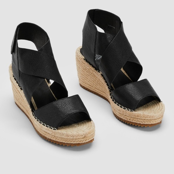 EILEEN FISHER Black Willow Wedge Espadrille Size 7.5 NWOT - Picture 1 of 7
